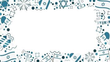Frame with Israel Independence Day holiday flat design icons vector