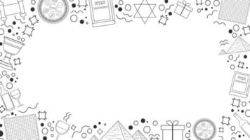 Frame with Passover holiday flat design black thin line icons vector