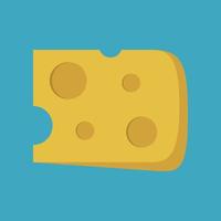 Cheese slice icon in flat long shadow design vector