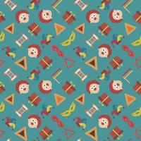 Purim holiday flat design icons seamless pattern vector
