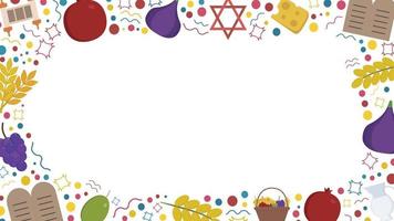 Frame with Shavuot holiday flat design icons vector