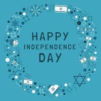 Frame with Israel Independence Day holiday flat design icons with text in english vector