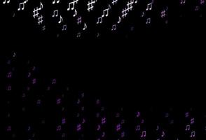 Dark Purple vector background with music symbols.