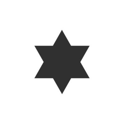 Star of david shape icon in black flat outline design