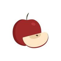 icono de manzanas rojas enteras y en rodajas en diseño plano vector