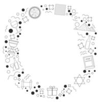 Frame with Passover holiday flat design black thin line icons vector