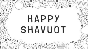 Frame with Shavuot holiday flat design black thin line icons with text in english vector