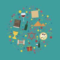 Passover holiday flat design icons set in round shape