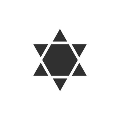 Star of david shape icon in black flat outline design
