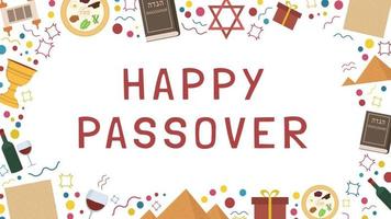 Frame with Passover holiday flat design icons with text in english vector
