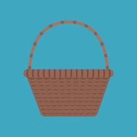 Wicker basket icon in flat long shadow design vector