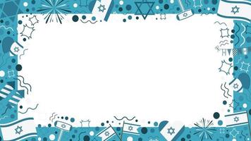 Frame with Israel Independence Day holiday flat design icons vector