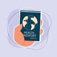 hand holding health passport vector