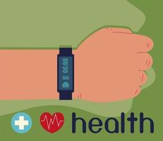 hand with smartband health vector