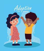 adopción, niños felices vector