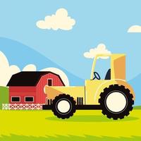 farm tractor and barn vector