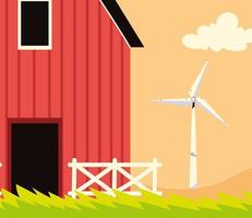 farm barn and wind turbine vector