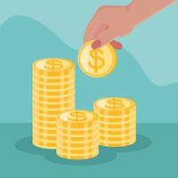 female hand with coins vector