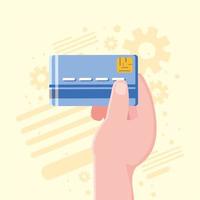 hand with bank card vector