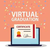 certificado de graduación virtual vector