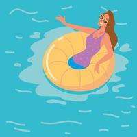 woman on floating ring vector