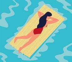 woman on floating rubber bed vector