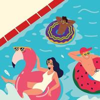 group people in the pool vector