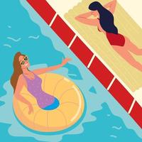 mujeres flotando y relajándose vector