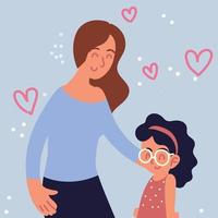 woman hugging a little girl vector