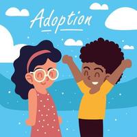 happy boy and girl adoption vector