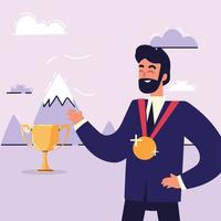 businessman with medal vector