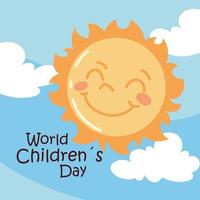 día mundial del niño, lindo sol vector