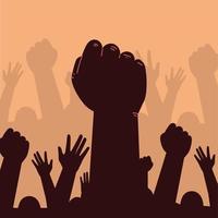 protest raised hands power vector