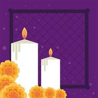 candles and flowers vector