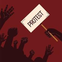 protest raised up hands vector
