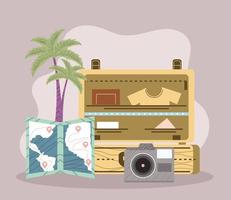 luggage and tourism icons vector