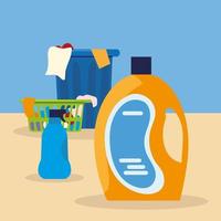 laundry soap liquid and clothes vector