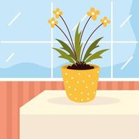 houseplant with flowers vector