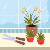 houseplant care and tool vector