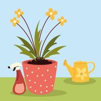 flowers in pot and spray vector