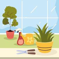 houseplants gardening tools vector