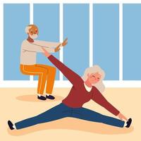 grandparents making exercise vector