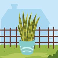 houseplant and fence vector