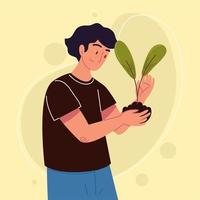 man holding a plant vector