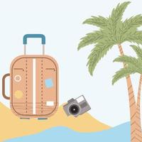 suitcase in the beach vector