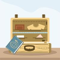 suitcase with passport vector