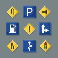 nine traffic signals icons vector