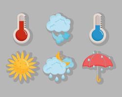 seis iconos de previsión meteorológica vector