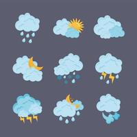 nine weather forecast icons vector