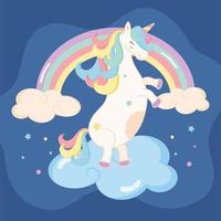 cute unicorn in cloud scene vector